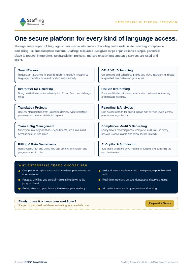 First page of the Enterprise Platform Overview brief